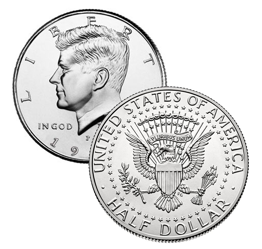 Group of 1991 Kennedy half dollars from Philadelphia, Denver, and San Francisco mints